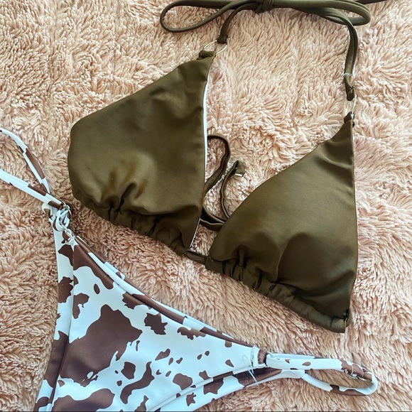 Brown Silver Hoop Bikini Top - Picture 1 of 4